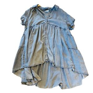 OLI & HALI Chambray Tencel Tiered Button Down Oversized Dress